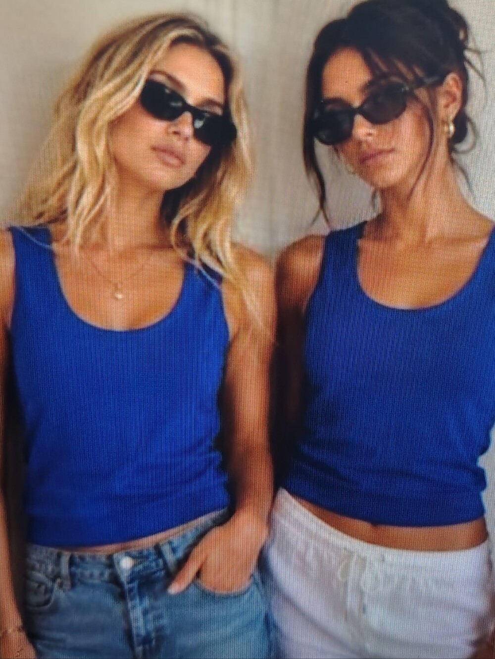 St. John Knit Cobalt Royal Blue Shell Scoop Neck Tank Top Women's Sz L
